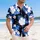 Tropical White Hibiscus Flowers Pink Center Blue Leaves Black - Everyday Tropical Gift Hawaiian Shirt - 4