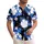 Tropical White Hibiscus Flowers Pink Center Blue Leaves Black - Everyday Tropical Gift Hawaiian Shirt - 1