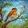 Plump Bird Fedora Hat Branch Leaves Blossoms Sky - Home Decor Gift for Bird Lover Stained Glass Suncatcher - 5
