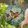 Monarch Butterfly Tree Branch Flowers Foliage Sky Wildlife Lover Home Decor Gift Stained Glass Suncatcher - 2