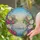 White Swan Peonies Lavender Floral Landscape - Home Decor Gift for Bird Lovers Stained Glass Suncatcher - 2