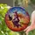 Graceful Witch Black Cat Riding Broomstick Stars Moons Autumn Leaves - Fantasy Home Decor Gift Stained Glass Suncatcher - 2
