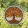 Tree of Life Circular Stained Glass Frame Amber Leaves Glowing Sky Home Decor Gift Stained Glass Suncatcher - 1