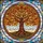 Tree of Life Circular Stained Glass Frame Amber Leaves Glowing Sky Home Decor Gift Stained Glass Suncatcher - 5