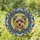 Yorkshire Terrier Dog Shaggy Fur Floral Buds Circular Border Rectangles Triangles - Home Decor Gift Stained Glass Suncatcher - 1