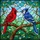 Cardinal Blue Jay Birds on Branch Outdoor Scene - Wildlife Lover Home Decor Gift Stained Glass Suncatcher - 5
