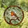 Orange Robin Bird Stained Glass Blossom - Wildlife Lover Home Decor Gift Stained Glass Suncatcher - 1