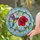 Red Hibiscus Yellow Stamen Emerald Hummingbird Vine - Home Decor Gift for Bird Lover Stained Glass Suncatcher - 1