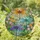 Three Dragonflies with Orange Teal Purple Wings, Blooming Garden Flowers - Home Decor Gift Stained Glass Suncatcher - 1