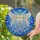 Radiant Ornate Golden Cross Angel Wings, Luminous Blue Celestial Mosaic - Home Decor Gift Stained Glass Suncatcher - 2