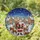 Bearded Santa Claus Reindeer Snowy Village Winter Landscape - Christmas Home Decor Gift Stained Glass Suncatcher - 1