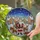Bearded Santa Claus Reindeer Snowy Village Winter Landscape - Christmas Home Decor Gift Stained Glass Suncatcher - 2