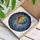 Rainbow Hot Air Balloon Swirling Azure Violet Clouds Golden Filigree Floral - Home Decor Gift Stained Glass Suncatcher - 3
