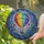 Rainbow Hot Air Balloon Swirling Azure Violet Clouds Golden Filigree Floral - Home Decor Gift Stained Glass Suncatcher - 2