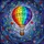 Rainbow Hot Air Balloon Swirling Azure Violet Clouds Golden Filigree Floral - Home Decor Gift Stained Glass Suncatcher - 5