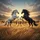 Black White Rearing Horses Wild Herd Golden Prairie - Wildlife Lover Gift Spare Tire Cover - 6
