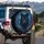 Black Wolf Electric Blue Eyes Frosty Forest - Wildlife Lover Gift Spare Tire Cover - 3