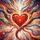 Glowing Red Heart Colorful Swirling Rays Golden Stars Flower Patterns - Vehicle Decor Gift Spare Tire Cover - 6