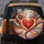 Glowing Red Heart Colorful Swirling Rays Golden Stars Flower Patterns - Vehicle Decor Gift Spare Tire Cover - 5