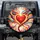 Glowing Red Heart Colorful Swirling Rays Golden Stars Flower Patterns - Vehicle Decor Gift Spare Tire Cover - 1