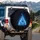 Roaring Electric Blue Cyan Flames in Midnight Blue Abyss Aura - Travel Essentials Gift Spare Tire Cover - 3