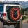 Glowing Red Cat Deep Forest Green - Car Decor Gift for Cat Lover Spare Tire Cover - 3