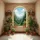 Sun-Drenched Arched Window Forest Mountain View Indoor Garden - Home Decor Gift Spare Tire Cover - 6