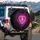 Full-Canvas Edge-to-Edge Neon Pink Heart Spiderweb Smoke Dust - Vehicle Decor Gift Accessory Spare Tire Cover - 3