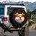 Orange-Brown Smiling Dog Face Daisy Botanical Leaves - Pet Lover Gift for Everyday Use Spare Tire Cover - 3