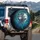 Mirrored Wolf Heads Dreamcatcher Blue Turquoise Feathers - Wildlife Lover Gift Spare Tire Cover - 3