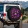 Purple Magenta Lips Faint Grey Script Black Background - Everyday Car Style Spare Tire Cover - 3