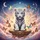 White Tiger Cub Butterflies Celestial Night Sky - Wildlife Lover Gift Spare Tire Cover - 6