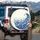 Indigo Blue Layered Ocean Waves Cream Sky Ripple - Coastal Lifestyle Road Trip Gift for Beach Lover Spare Tire Cover - 3