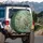 Grey Heron Botanical Flowers Russet Fruit Winding Vines Aged Canvas - Wildlife Lover Gift Spare Tire Cover - 3