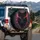 Black Wolf Piercing Gaze Red Eyes Swirling Mist Energy Plumes - Outdoor Adventure Gift Spare Tire Cover - 3