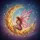 Red-Haired Stained Glass Fairy Crescent Moon - Celestial Car Accessory Gift Spare Tire Cover - 6