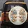 Light Blue Cream Flowers Golden Metallic Leaves Luminous Pearls Foliage - Home Decor Gift Spare Tire Cover - 5