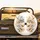 Light Blue Cream Flowers Golden Metallic Leaves Luminous Pearls Foliage - Home Decor Gift Spare Tire Cover - 2