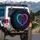 Cosmic Nebula Stars Glowing Heart Paw Print - Outdoor Lifestyle Wildlife Lover Gift Spare Tire Cover - 3