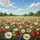 Vast Wildflower Field Densely Packed Blooms Green Trees Blue Sky Clouds - Nature Lover Gift Spare Tire Cover - 6