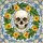Tiffany Stained Glass Human Skull Yellow Flowers Clear Blue White Mosaic - Home Decor Gift Stained Glass Suncatcher - 5