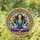 Meditating Woman Lotus Pose Sun Moon Medallions Circular Frame - Yoga Decor Gift Stained Glass Suncatcher - 1