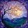 Cherry Blossom Tree Full Moon Mountain Night Scene - Home Decor Gift Stained Glass Suncatcher - 5