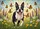 Boston Terrier Dog Wildflower Monarch Butterfly - Outdoor Pet Lover Home Decor Yard Sign - 6