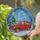 Vintage Red Pickup Truck Christmas Gifts Snowman - Winter Holiday Home Decor Stained Glass Suncatcher - 2