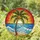 Tropical Palm Tree Coconuts Ocean Sunset Beach - Home Decor Gift for Beach Lover Stained Glass Suncatcher - 1