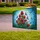 Stained Glass Spiky Flowers Blue Butterflies - Home Decor Gift Yard Sign - 3