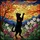 Black Silhouette Cat Sunset Mountain Flowers - Home Decor Gift for Cat Lovers Stained Glass Suncatcher - 5