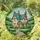 Teal Roof Cottage House Landscape - Home Decor Gift Stained Glass Suncatcher - 1