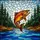 Leaping Trout Salmon Riverbanks Forest - Wildlife Lover Home Decor Gift Stained Glass Suncatcher - 5